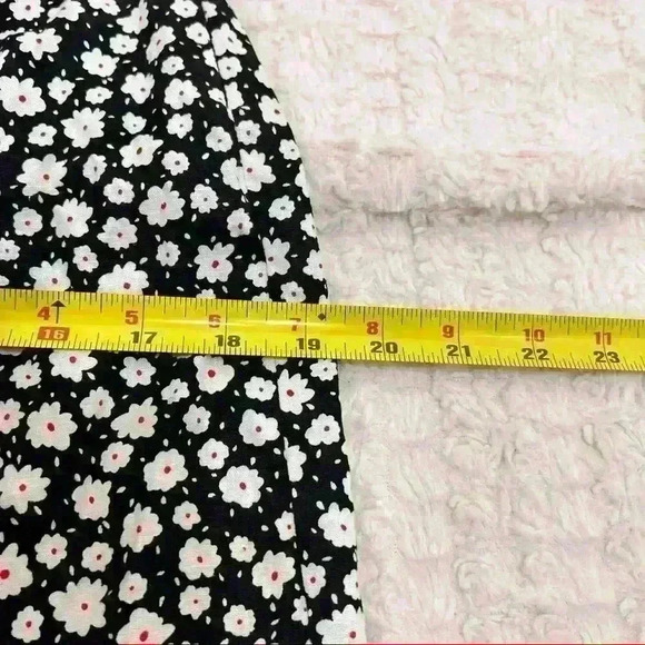 ZARA Black White Daisy Micro Floral Flower Print Linen Blend Midi Dress Sz L - Picture 11 of 15